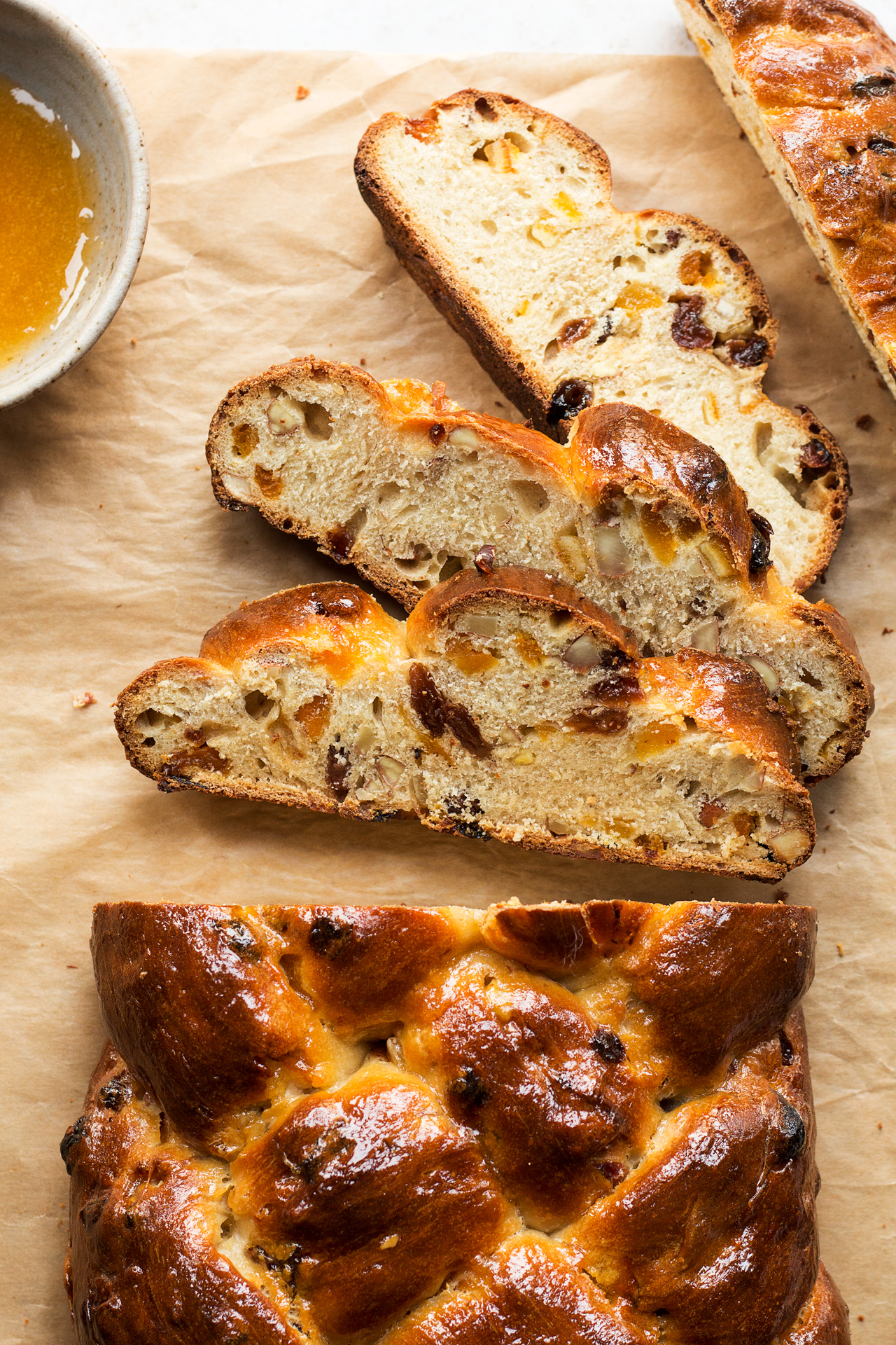 vegan challah sliced